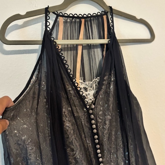 Womens BCBG Black Sheer Beaded Cocktail Dress Size 2 - Picture 4 of 11